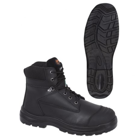 black leather work boot