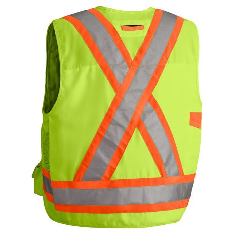 hi vis yellow surveyor vest back