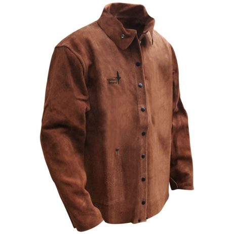 brown cowhide welding jacket