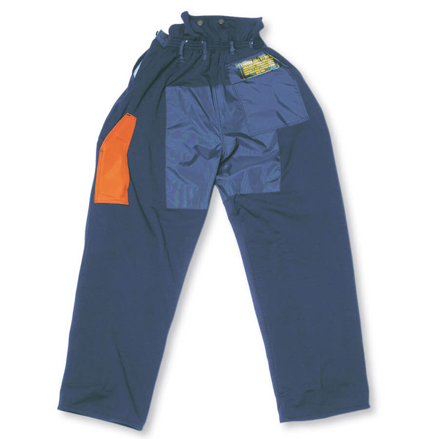 100% polyester chainsaw fallers pants blue back view