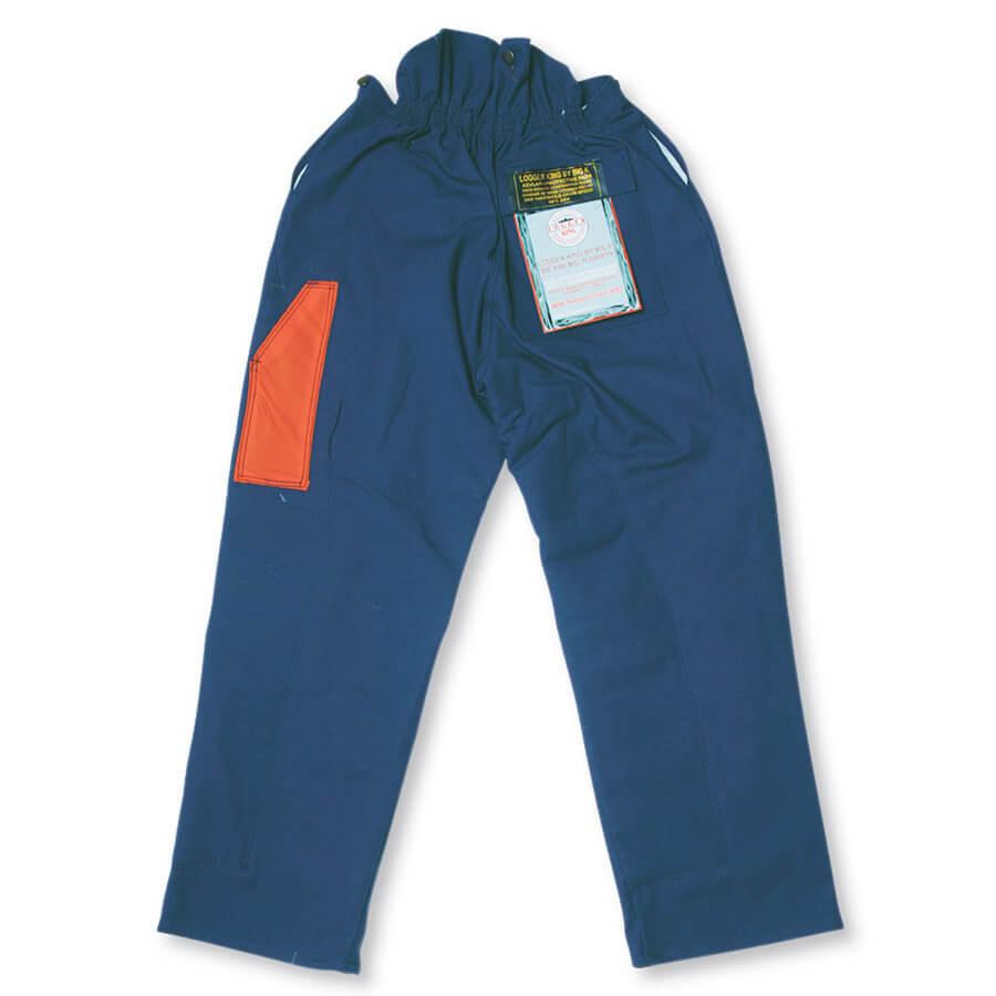 100% Cotton duck chainsaw fallers pants blue back view