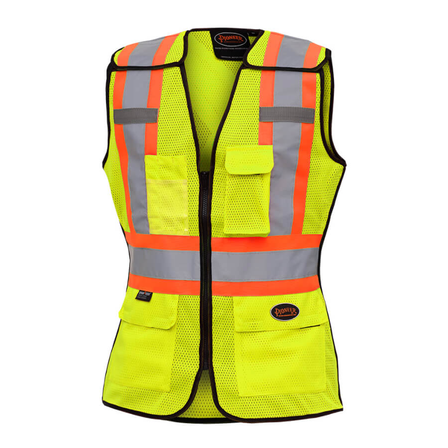 hi-viz yellow ladies tear away traffic safety vest