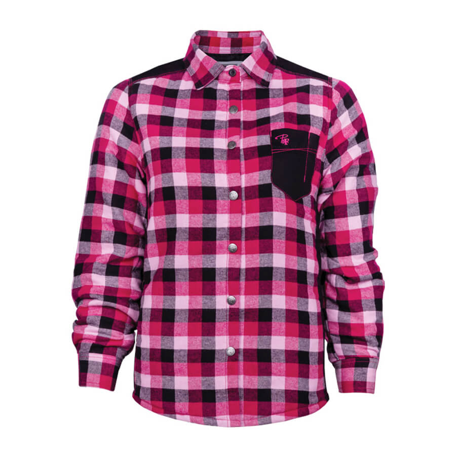 raspberry plaid flannel shirt