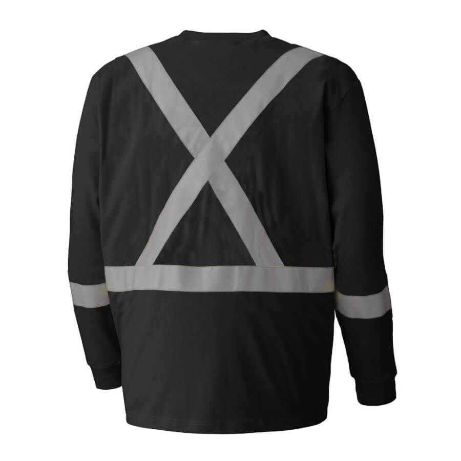 black flame resistant long sleeved cotton safety shirt