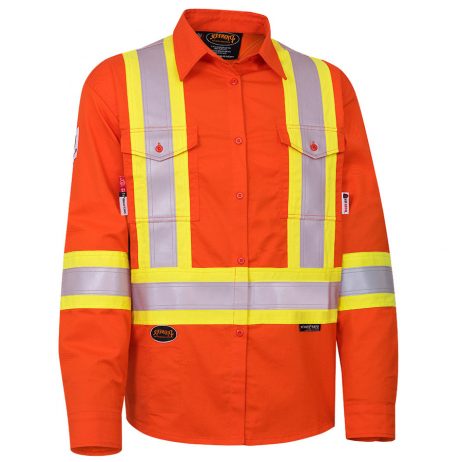 fr tech hi vis orange safety shirt
