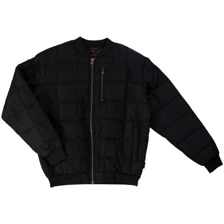 black quilted bomber jacket