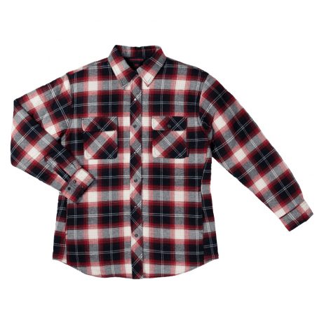 Red Plaid Flannel Quilted Shirt
