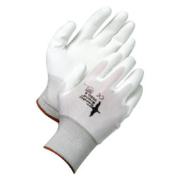 white synthetic nylon gloves