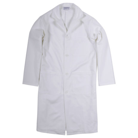white lab coat with buttons