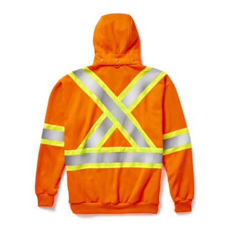 hi-viz zip hoodie orange back