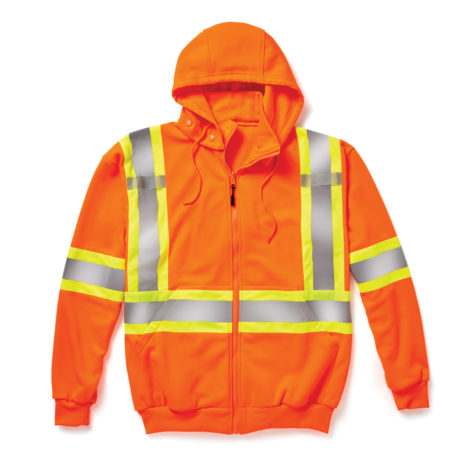 orange hi-viz zip hoodie