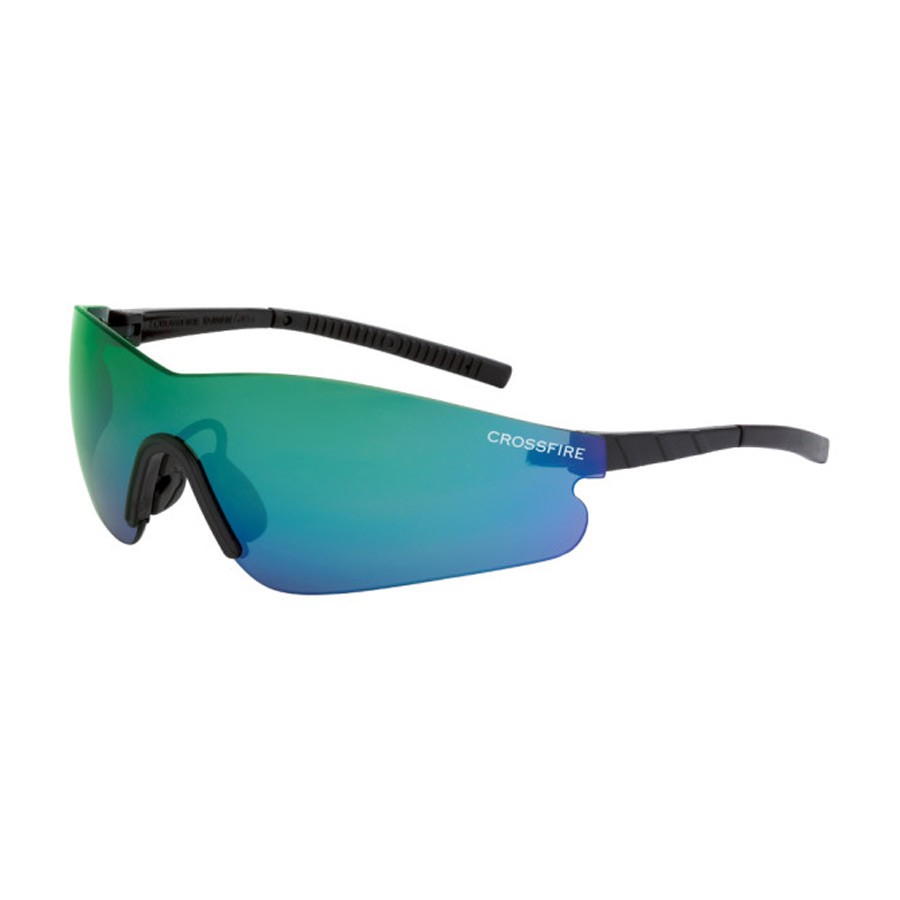 Black/Emerald Mirror Crossfire Blade Performance Safety Eyewear