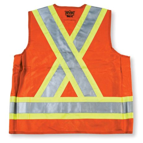 orange surveyor vest back