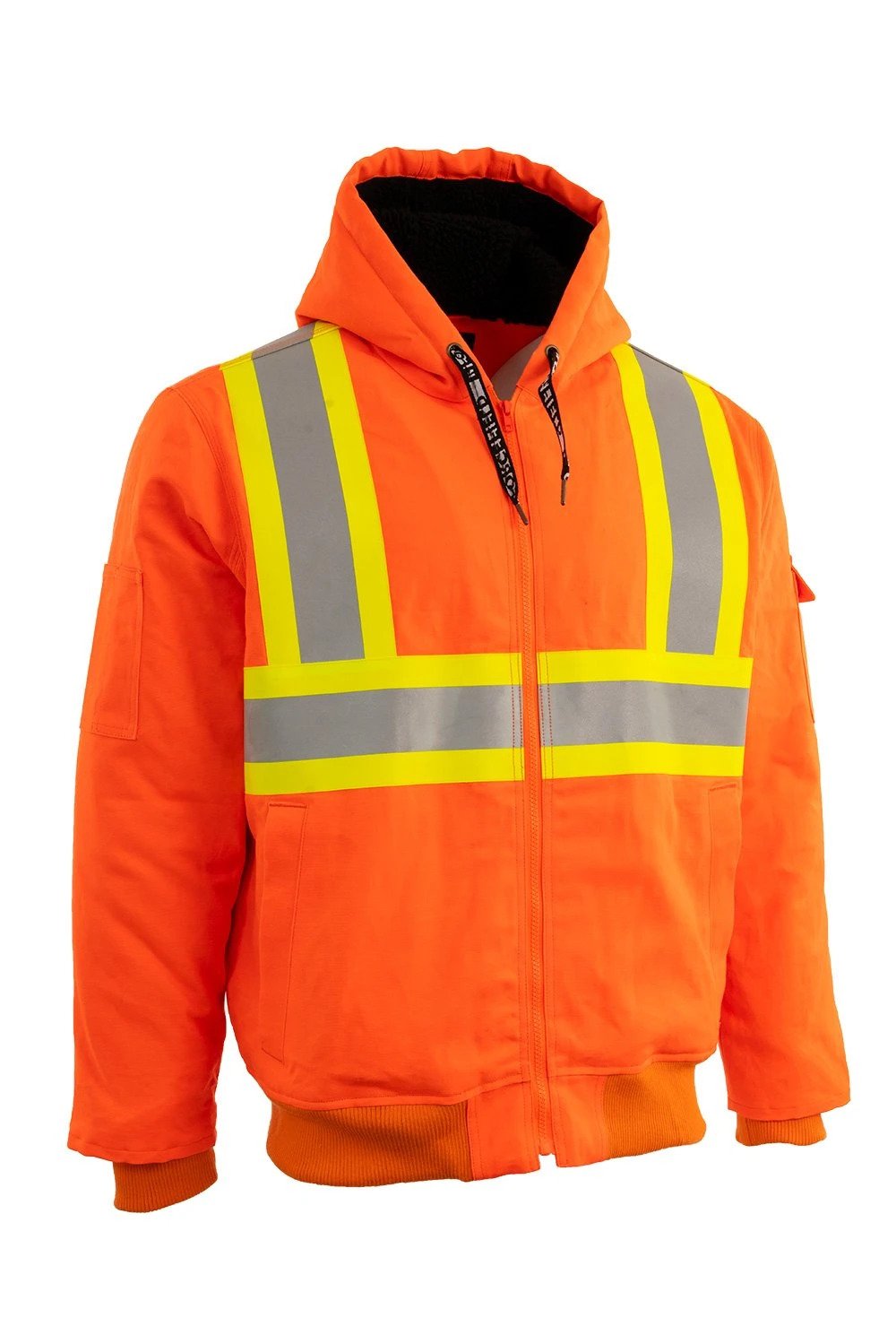 Hi Vis Canvas Safety Work Jacket w Sherpa Liner | Direct Workwear
