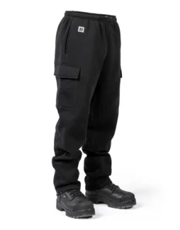 Heavyweight Black Cargo Cotton Blend Sweatpant