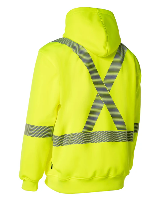 Hi-Viz Hoodie with Segmented Stripes and Detachable Hood - Image 3