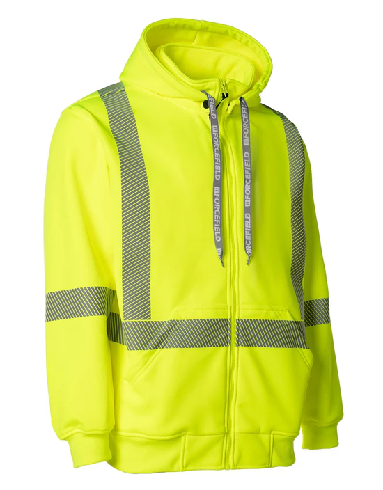 Hi-Viz Hoodie with Segmented Stripes and Detachable Hood - Image 2