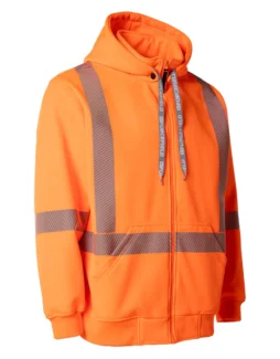 Hi-Viz Hoodie with Segmented Stripes and Detachable Hood