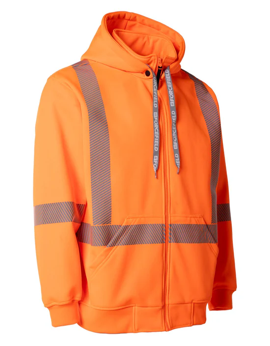 Hi-Viz Hoodie with Segmented Stripes and Detachable Hood