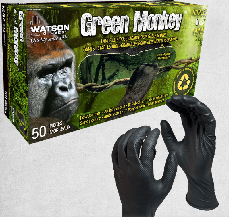 Watson Gloves® Green Monkey™ 8 Mil Biodegradable Heavy Weight Nitrile Gloves (Box of 50)