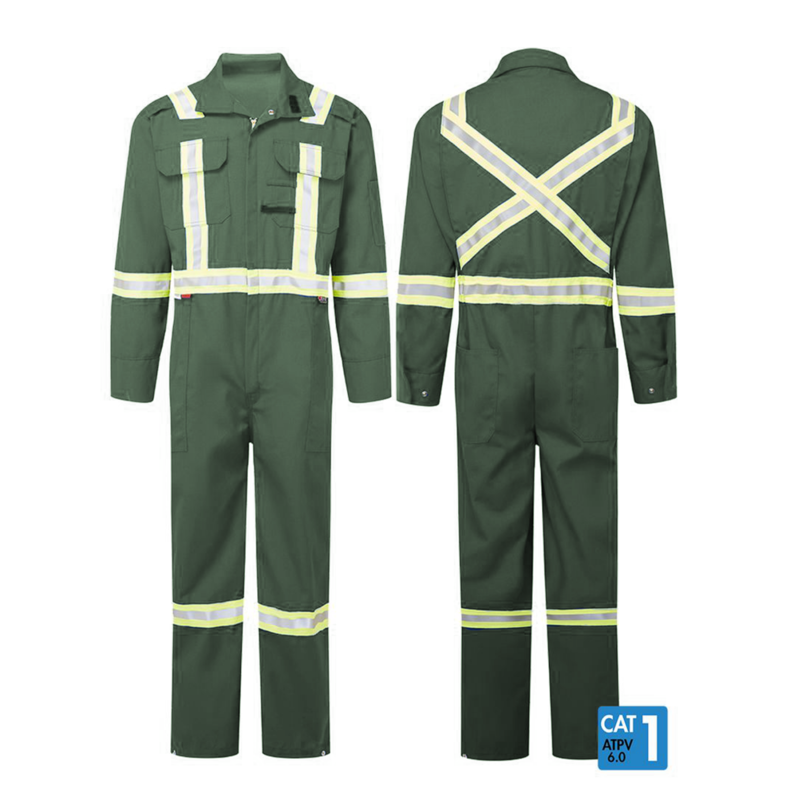 FR Hi-Viz Nomex®IIIA 6 oz Green Deluxe Coveralls (36R, 40T, & 42R)