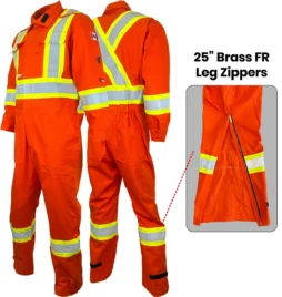Atlas Guardian® FR/AR Hi Vis 10oz. Orange 4” Coveralls w/ Leg Zippers