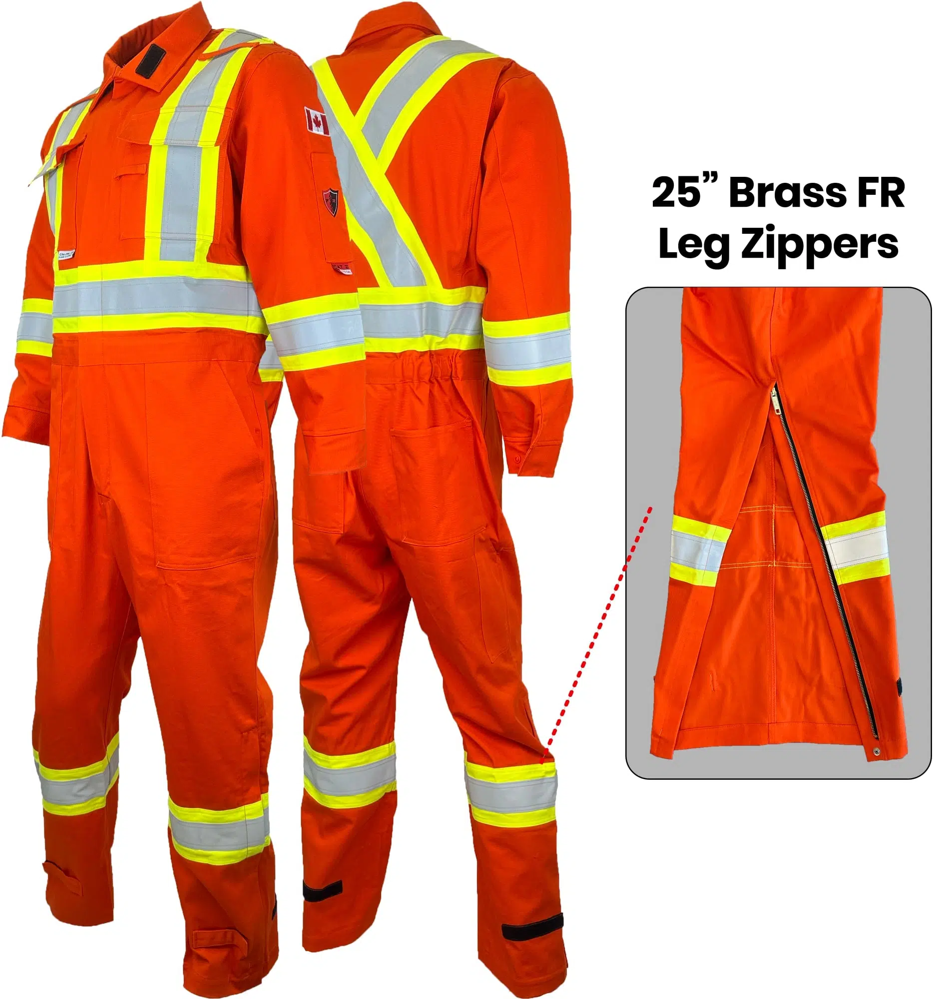 Atlas Guardian® FR/AR Hi Vis 10oz. Orange 4” Coveralls w/ Leg Zippers
