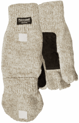 "Wooly Mammoth" Lined Wool Flip-Top Mittens