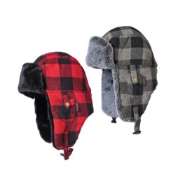 Duck Aviator Hat - Side View - Duo - Grey and Black, Red and Black