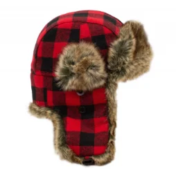 PROMO Fur Trapper Hat in Red/Black