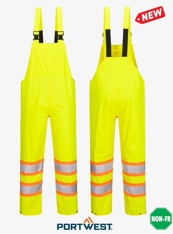 Portwest Hi-Vis Contrast Striped Rain Bib - Image 3