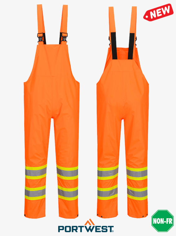 Portwest Hi-Vis Contrast Striped Rain Bib - Image 2