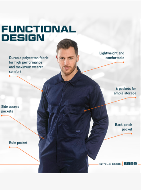 Portwest Euro Snap Front 5.5oz Work Coverall - Image 5