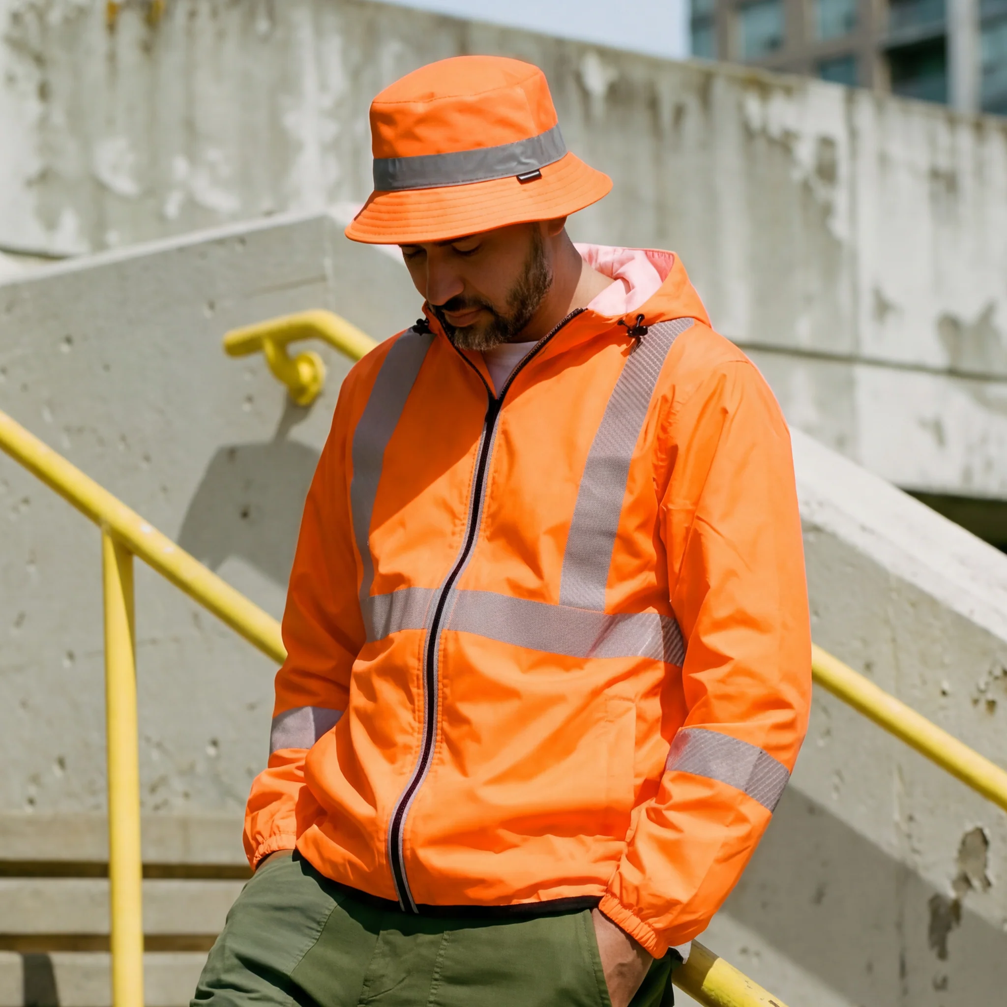 Hi Vis Bucket Hat with Reflective Detail - Image 5
